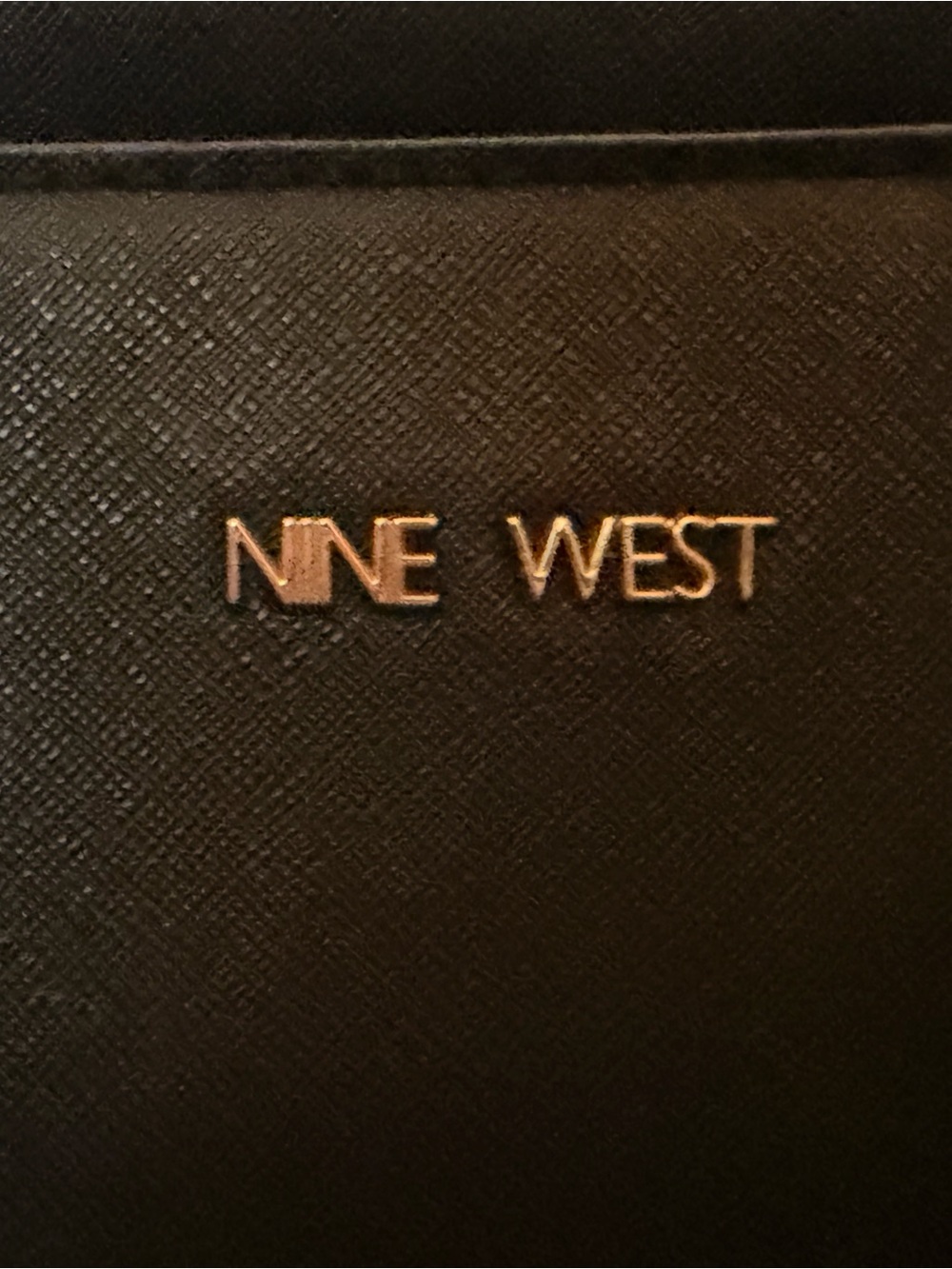 Nine West Black Saffiano Satchel with Gold Chain Accent - Picture 2 of 4